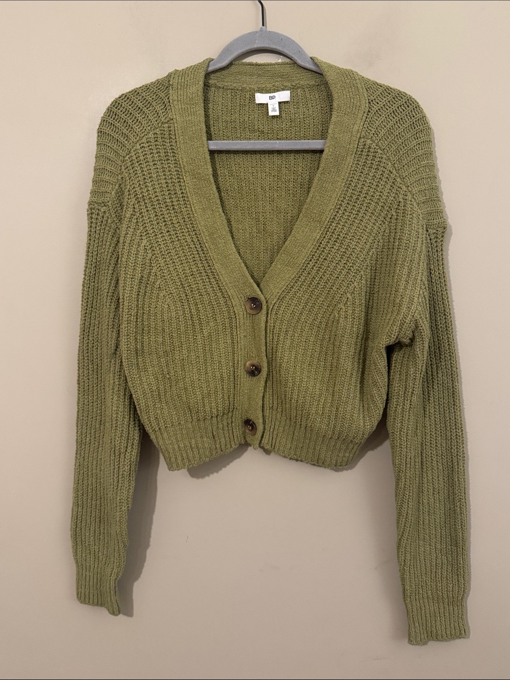 BP. Fuzzy Cardigan - Green, size Small